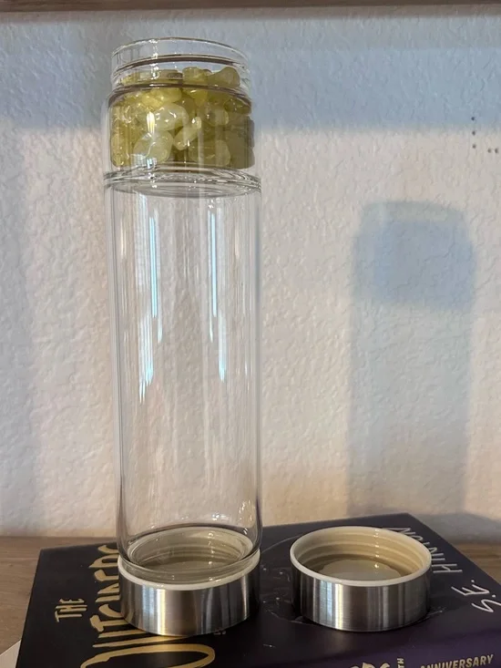 16 Oz Glass Water Bottle with Insulator - Citrine - Picture 3 of 4